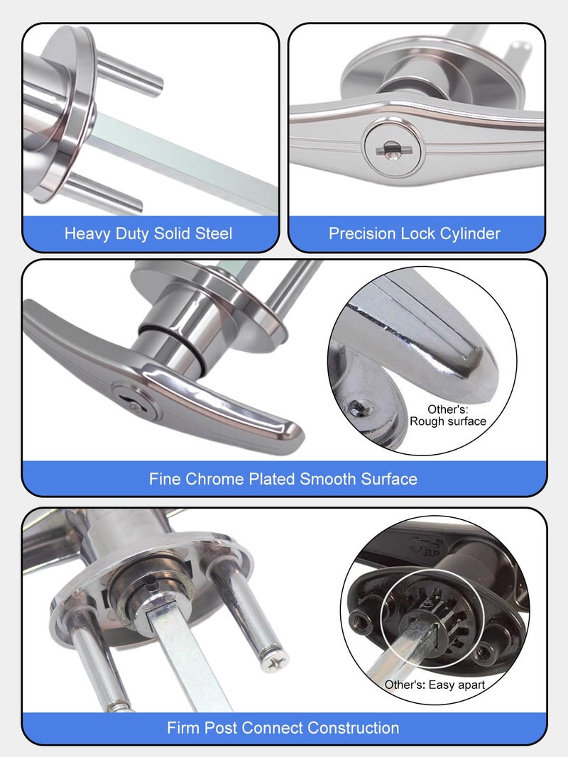 Quality Life Garage Door Lock T-Handle Locks Latch Replacement Parts with 4 Keys, Mounting Hardware Included, Fit 1-3/8"" to 2"" Thick Doors, T-Handles Locking Set for Garage Door - 2pack - Image 5